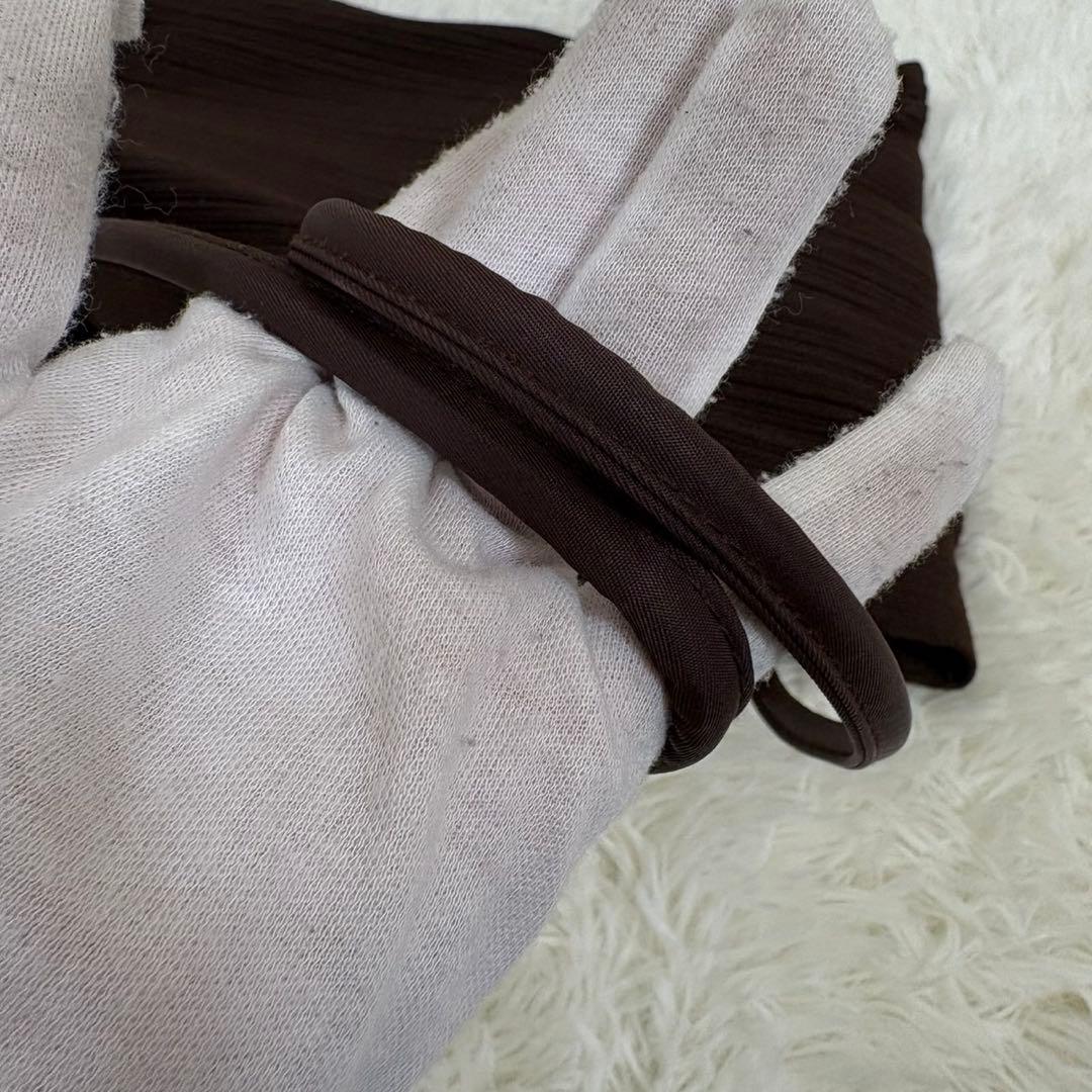 未使用 PLEATS PLEASE トライアングル ハンドバッグ 変形 ブラウン