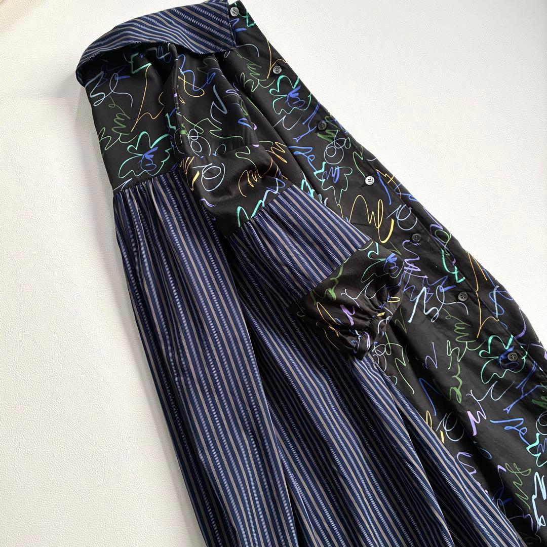 ◆美品◆3.8万◆フラボア◆グラッフィーシャツワンピース◆総柄◆ゆったり◆黒