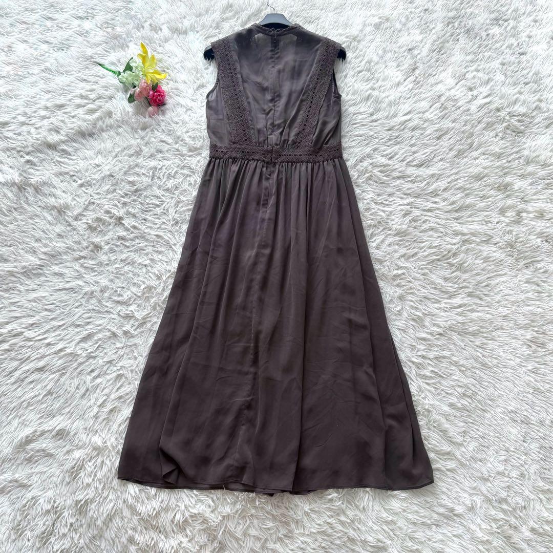 【美品】アナイ ロング丈 キュプラローンVネックワンピース ブラウン S