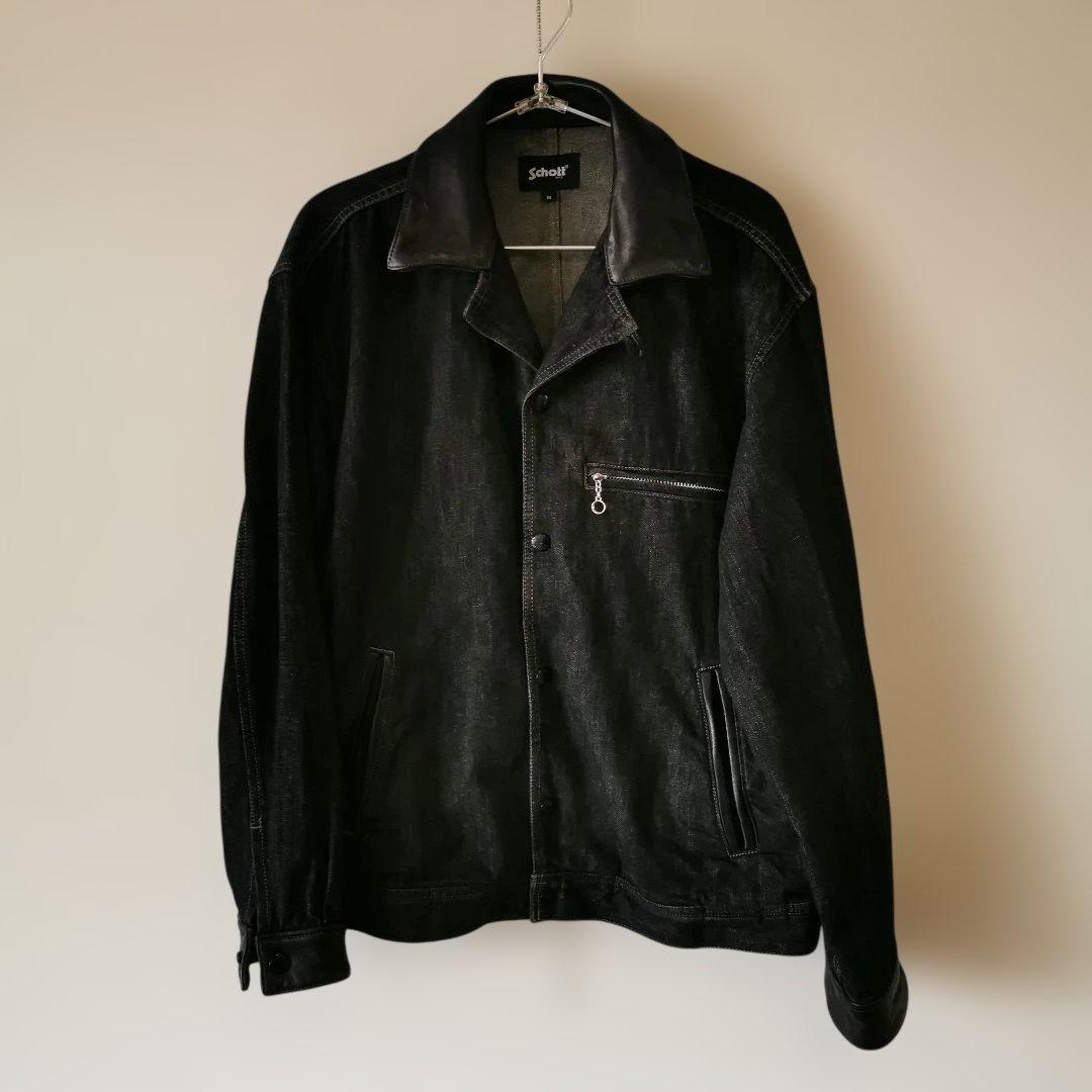 ジャケット・アウター SCHOTT BLACK DENIM TRACKER JACKET
