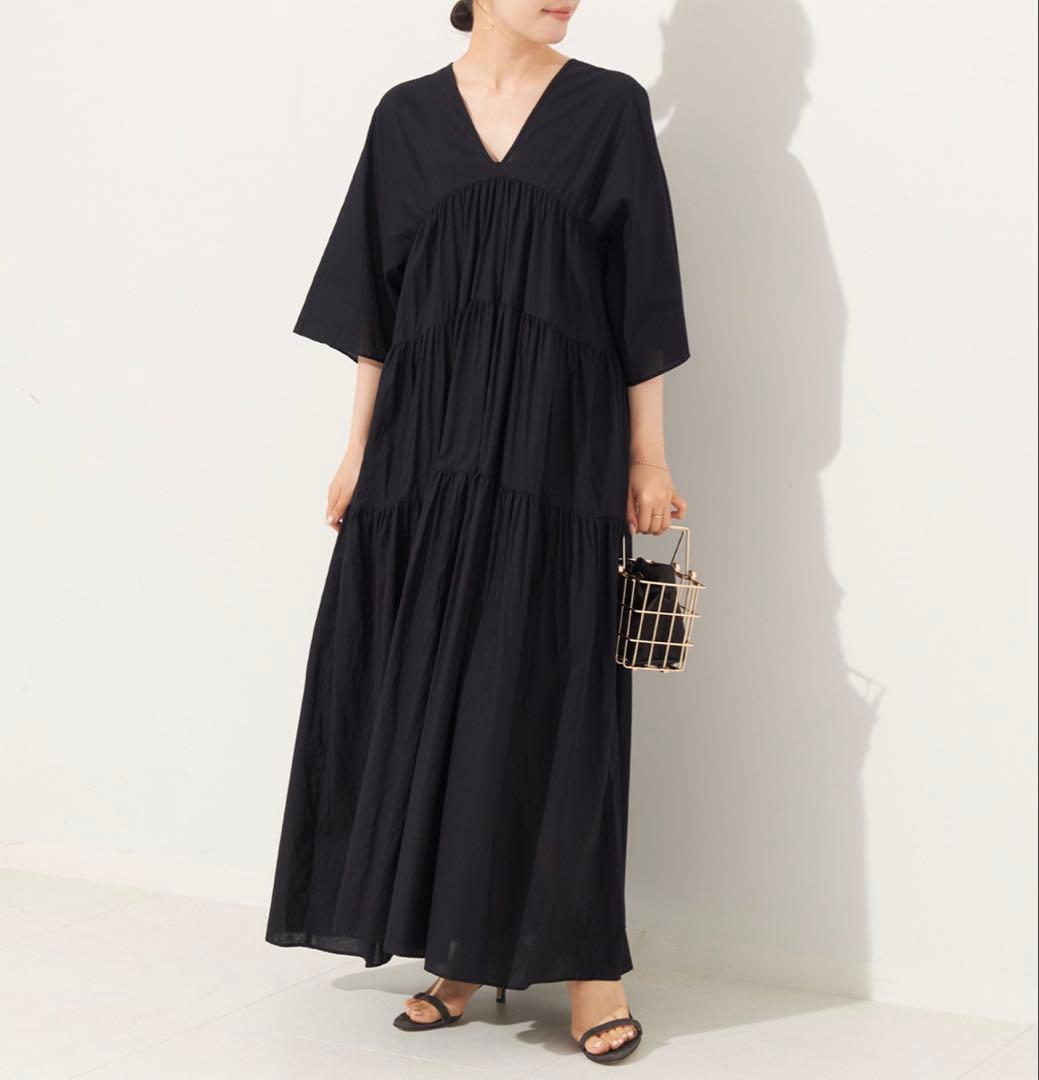▼24SS美品✨ プラージュ tiered ドレス ティアードVネックワンピース