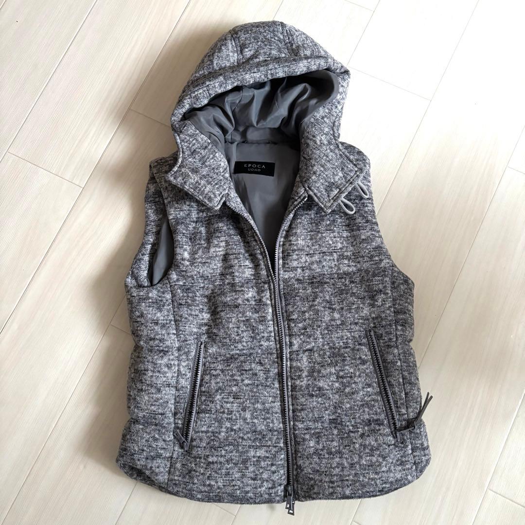 ほだか【美品】EPOCA uomo メンズ フード付きダウンベスト グレー