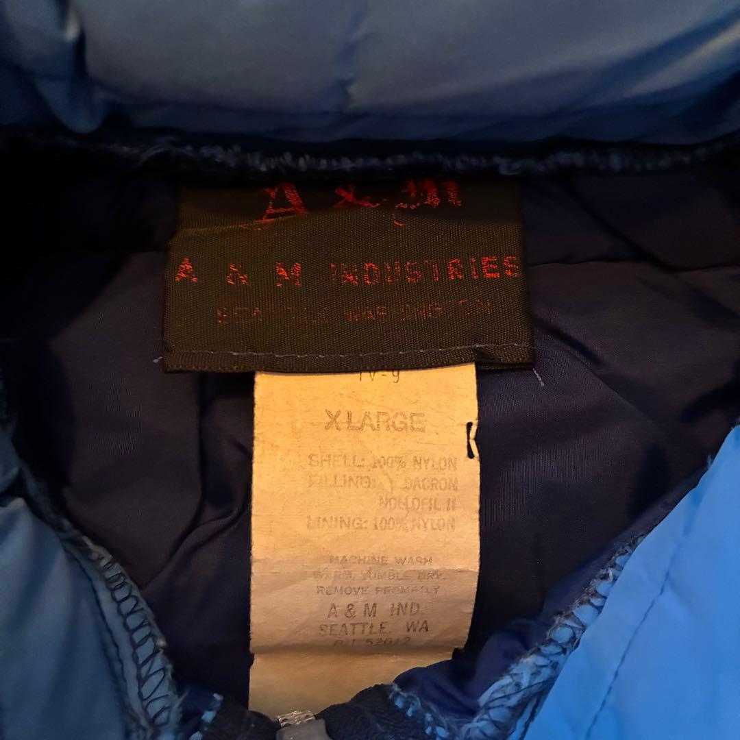 70s us vintage A&M ダウンベスト 古着 青 XL