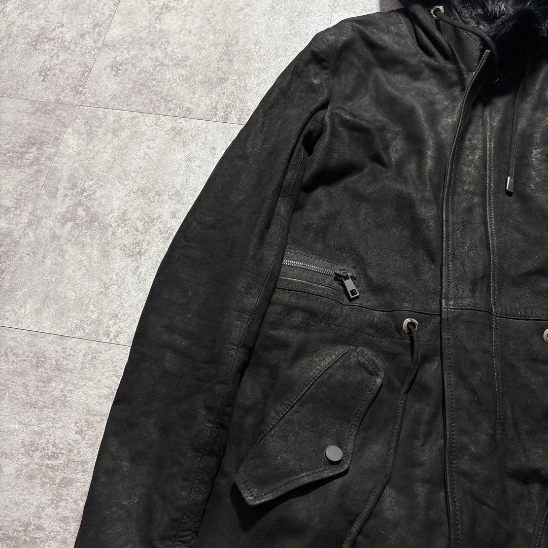 ブラック！　giorgio brato レザー　モッズコート　julius 黒