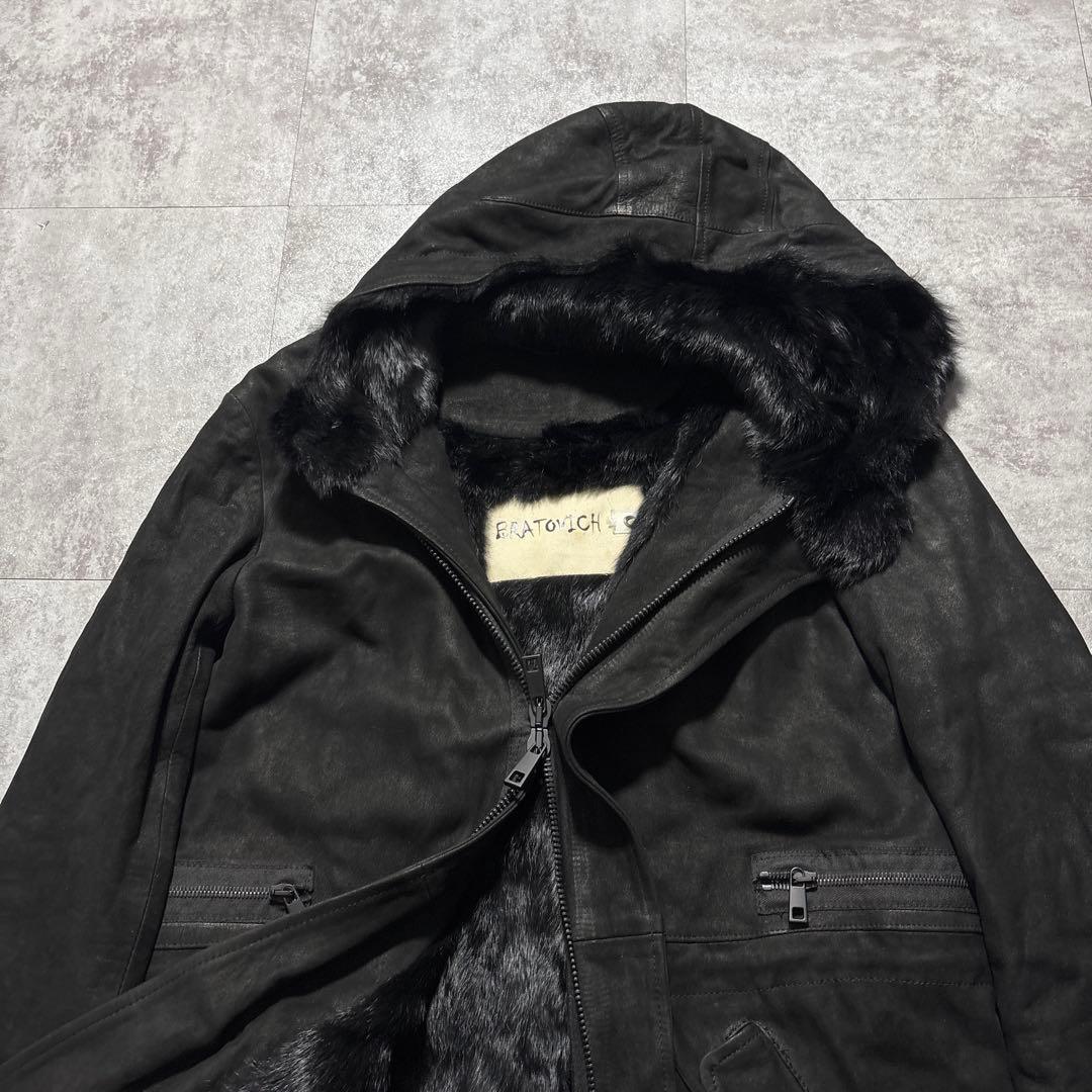 ブラック！　giorgio brato レザー　モッズコート　julius 黒