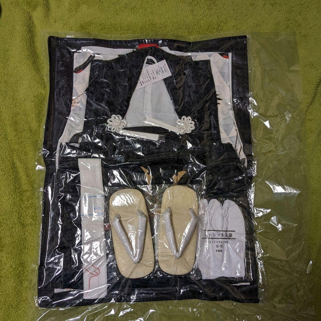 ［中古美品］七五三 3歳男の子 着物 被布 フルセット黒鶴の憧憬