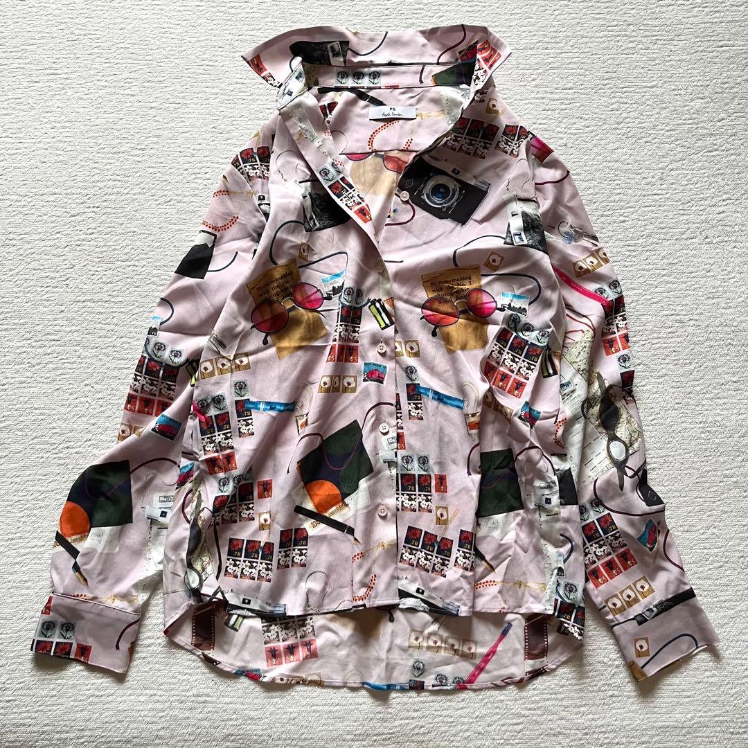 美品 ポールスミス PS Paul Smith 総柄 シャツ コラージュ柄 40