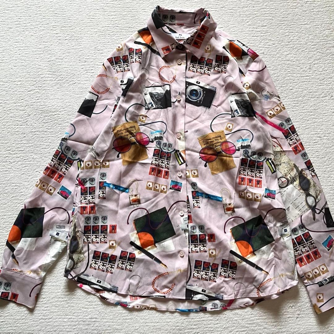 美品 ポールスミス PS Paul Smith 総柄 シャツ コラージュ柄 40