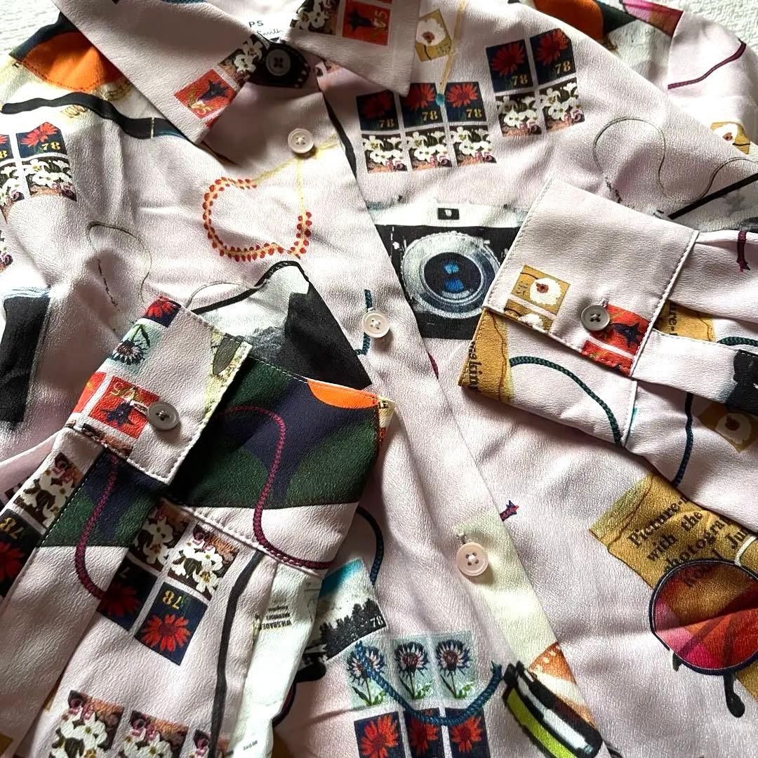 美品 ポールスミス PS Paul Smith 総柄 シャツ コラージュ柄 40