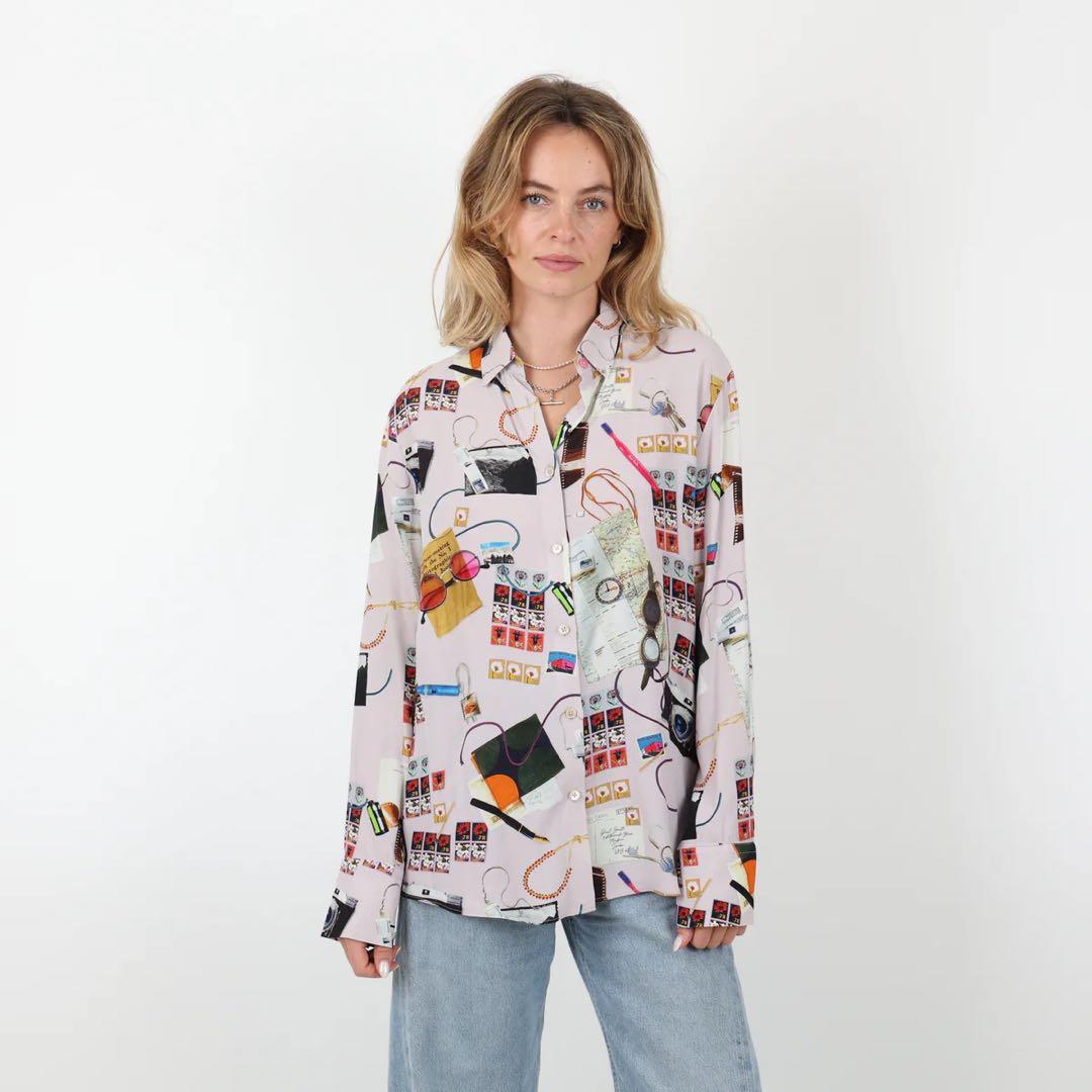 美品 ポールスミス PS Paul Smith 総柄 シャツ コラージュ柄 40