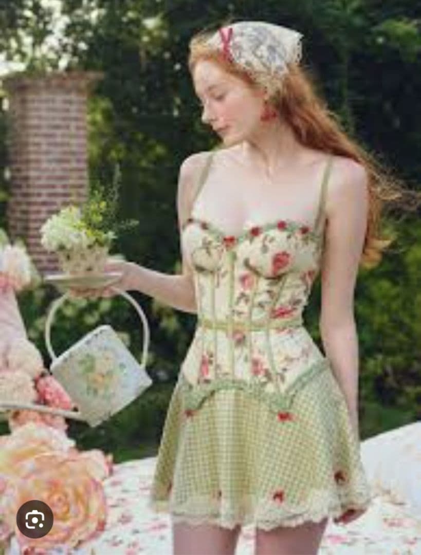新品未使用 LACE MADE レースメイド ビスチェ 小花 希少 L