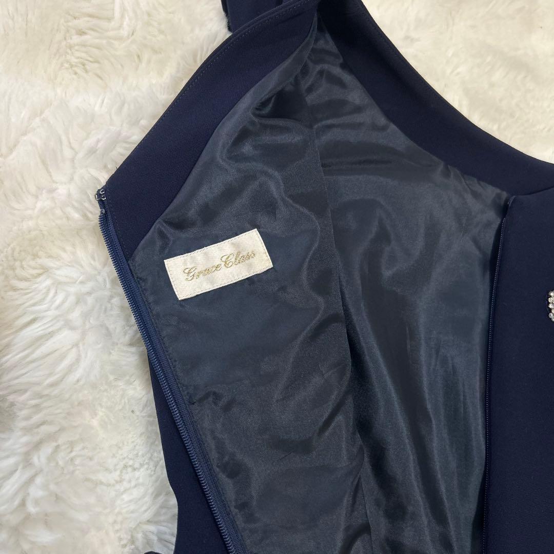 【美品】20SS グレースクラス ビジュー ノースリーブフレアワンピース 36