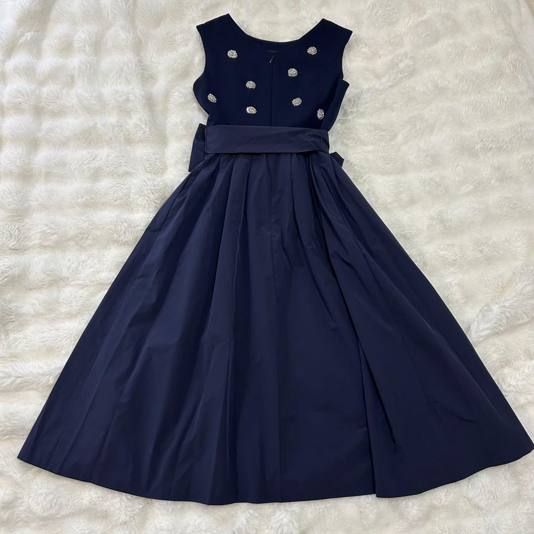 【美品】20SS グレースクラス ビジュー ノースリーブフレアワンピース 36