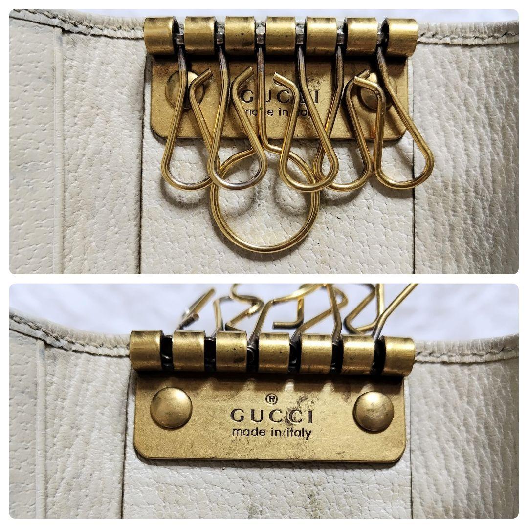 レア美品✨グッチ◇オフィディア6連キーケース　ゴールド金具シェリーライン白レザー