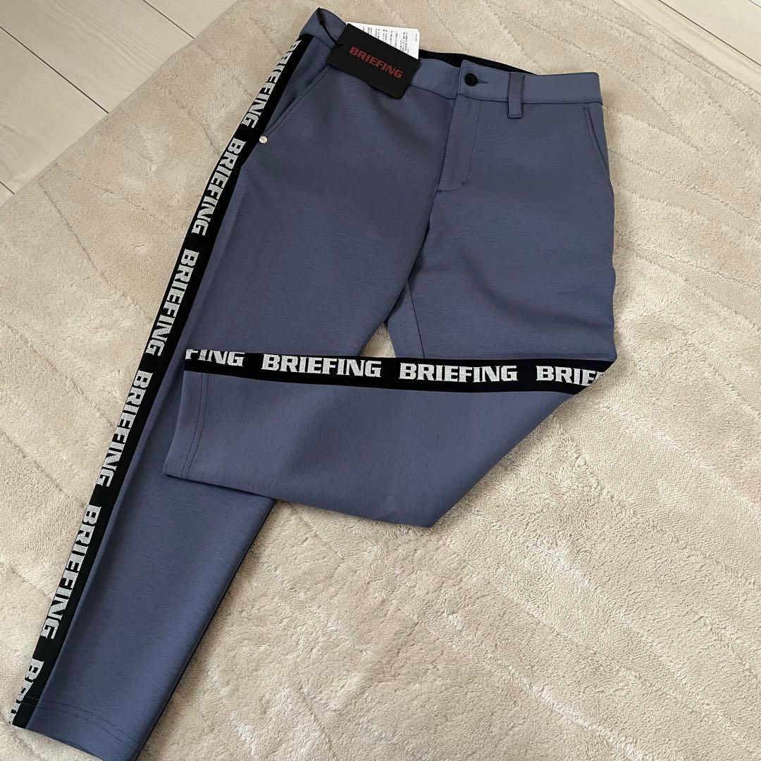 新品★34,100円 グレーM BRIEFING サイドロゴラインパンツ 灰×黒