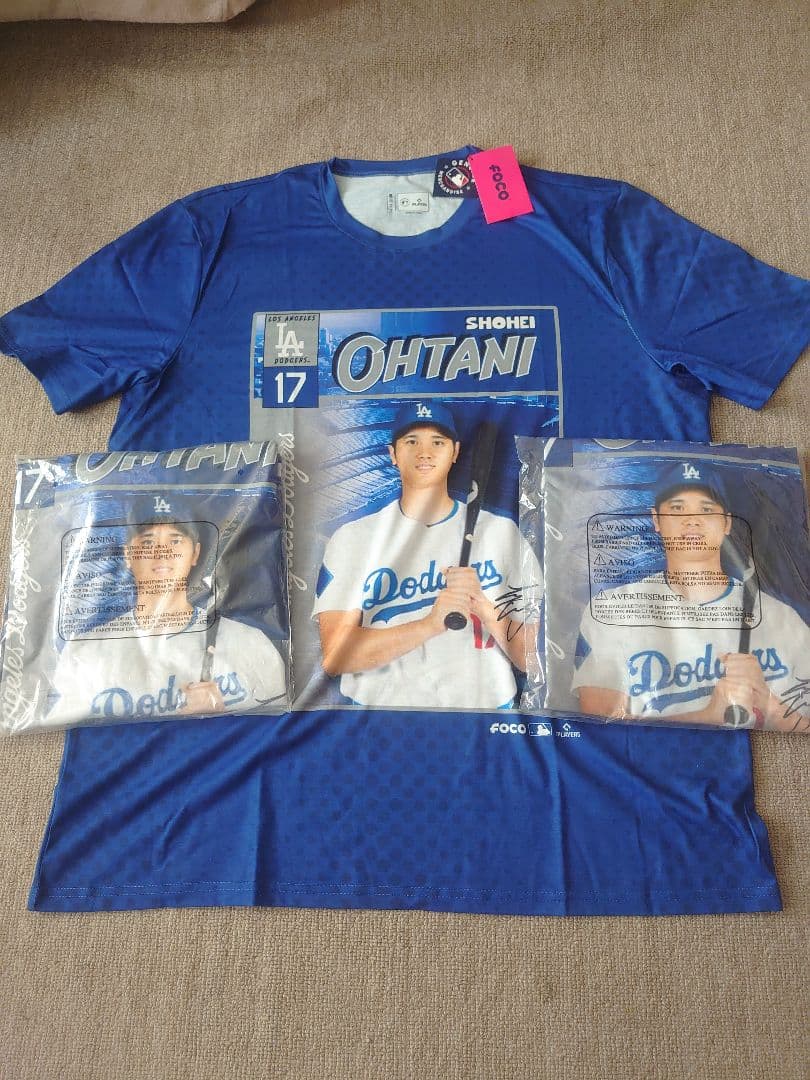FOCO 大谷翔平 ドジャース Tシャツ XL 青 新品 未使用 3枚セット
