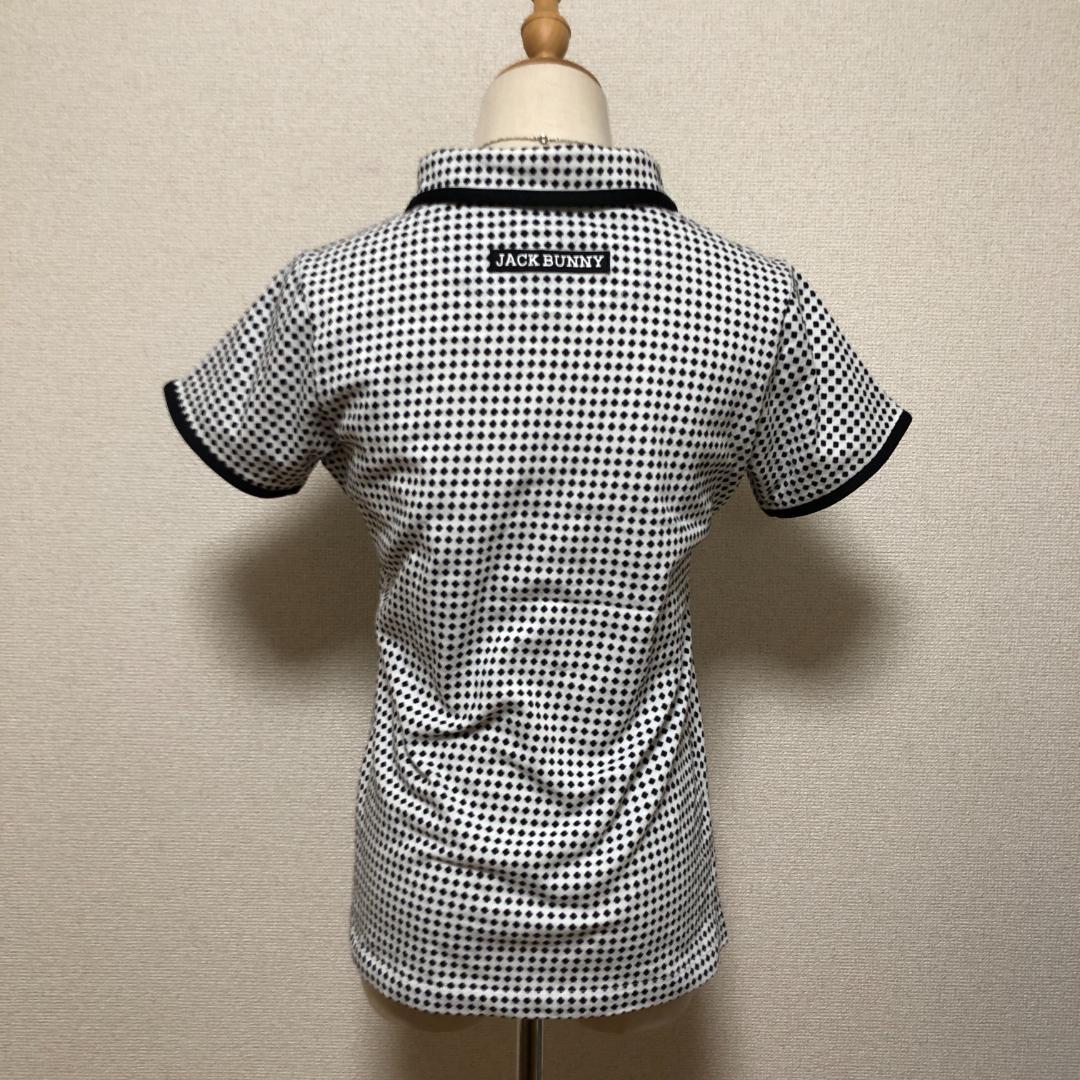 【美品】ジャックバニー ドット柄ポロシャツ 白黒 L ゴルフウェア レディース