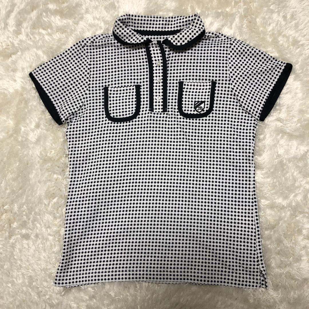 【美品】ジャックバニー ドット柄ポロシャツ 白黒 L ゴルフウェア レディース