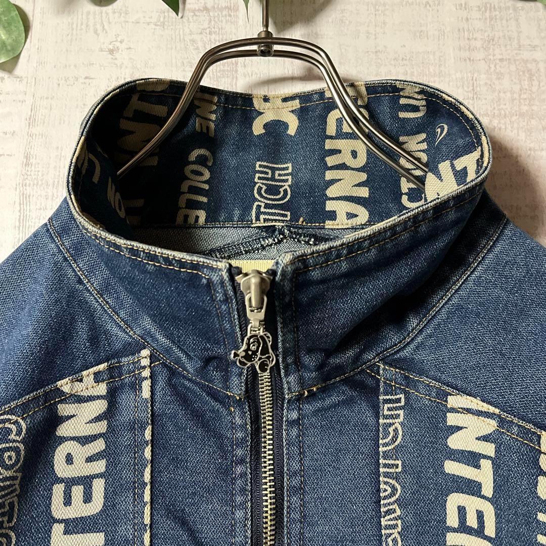 akio様ご購入分　ガルフィー 総柄デニムジャケット ビッグロゴ 刺繍 袖ロゴ