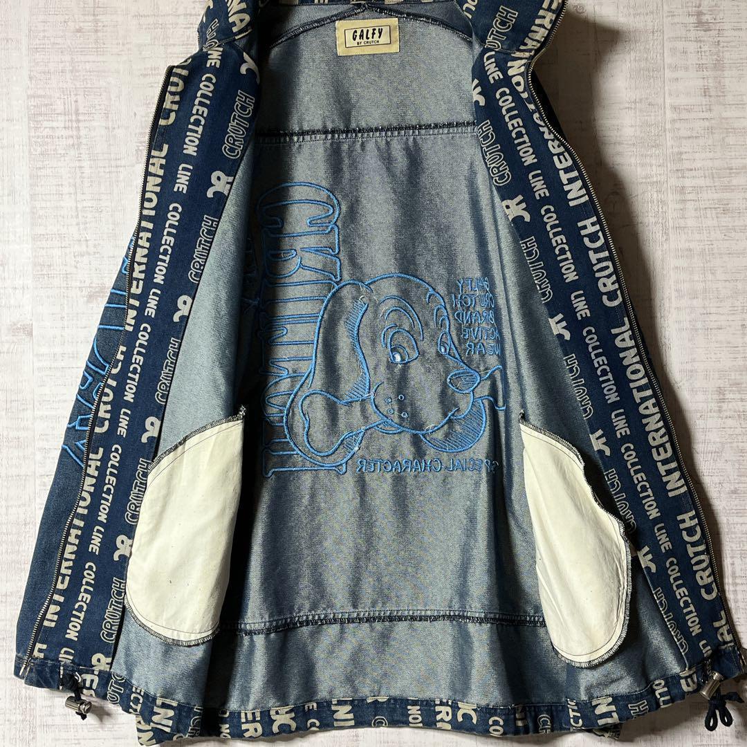 akio様ご購入分　ガルフィー 総柄デニムジャケット ビッグロゴ 刺繍 袖ロゴ
