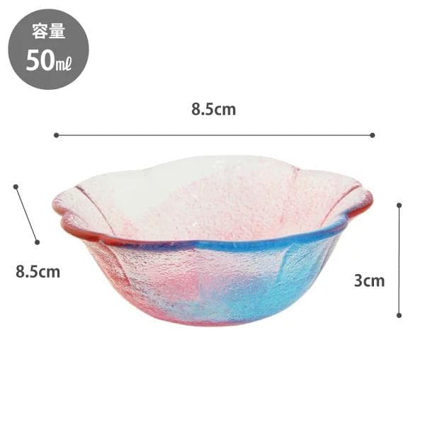 【未使用】江戸硝子 色とりどり 小鉢 豆鉢 ガラス 桜 藍花 5柄セット