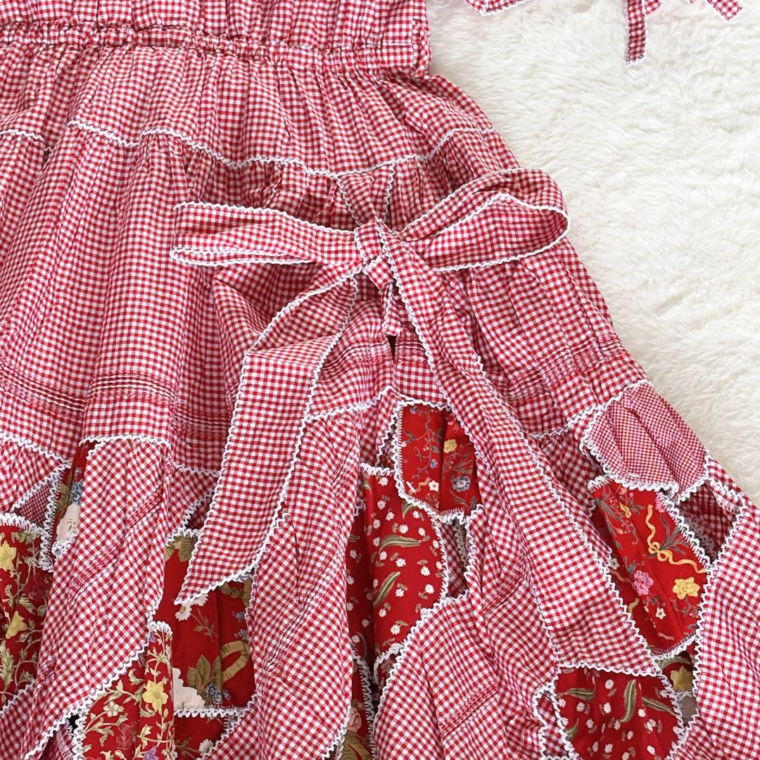 激レア美品【ワンダフルワールド】ギンガムチェック パッチワーク ロングワンピース