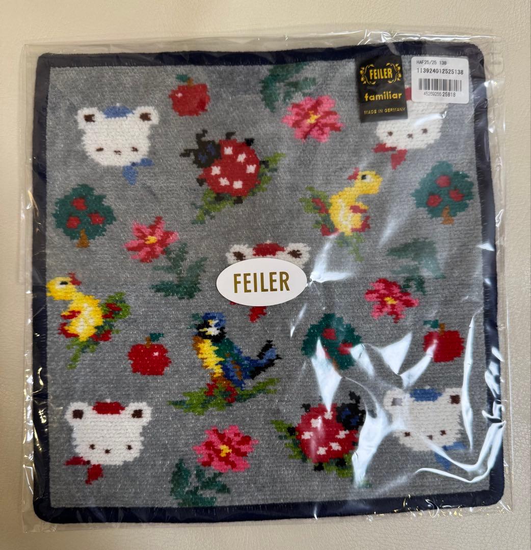 新品 未使用 familiar ファミリア フェイラー ハイジ ハンカチ ブルー
