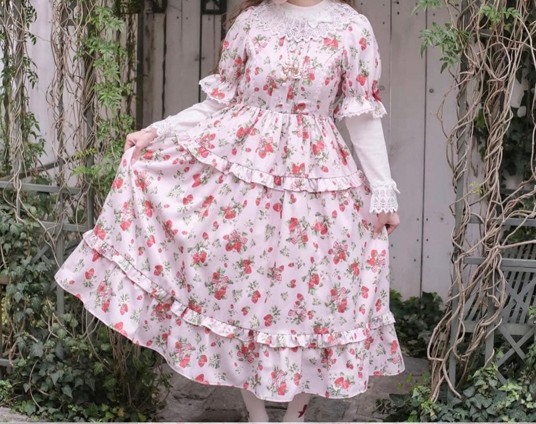 m*c様 アクシーズkawaii クラシックストロベリーワンピース、ピンク エプ