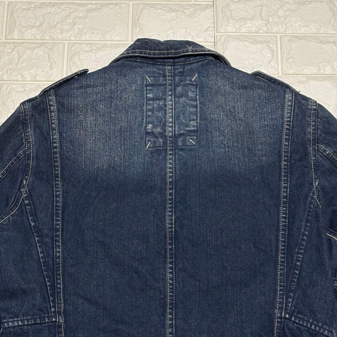 【美品】AVIREX★デニムジャケット ジップアップ USED加工 Ｌサイズ
