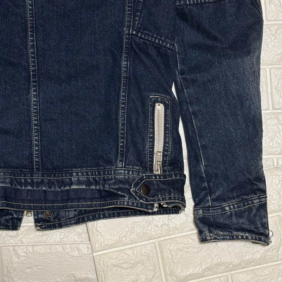 【美品】AVIREX★デニムジャケット ジップアップ USED加工 Ｌサイズ