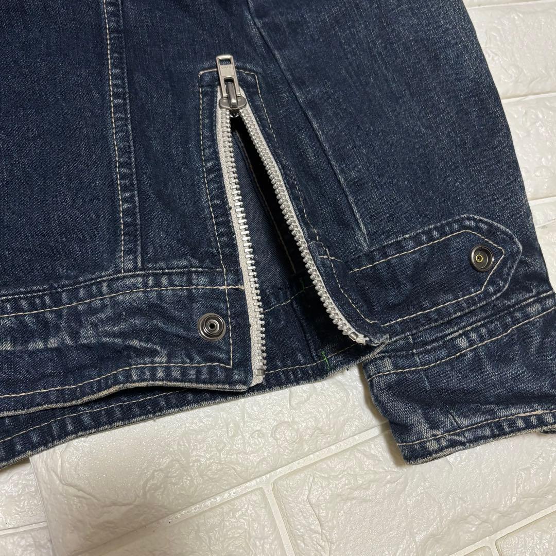 【美品】AVIREX★デニムジャケット ジップアップ USED加工 Ｌサイズ