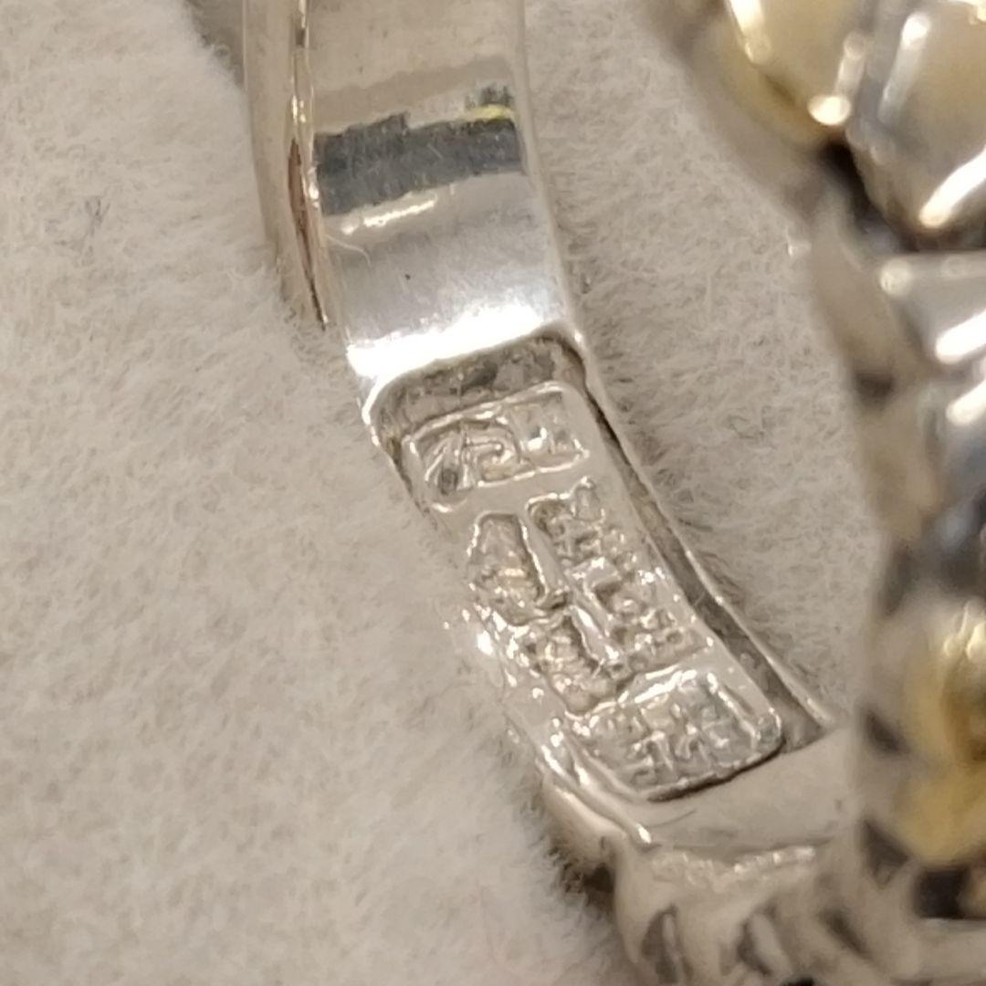 刻印あり✨️K18×シルバー925コンビ リーフモチーフ 9号リング