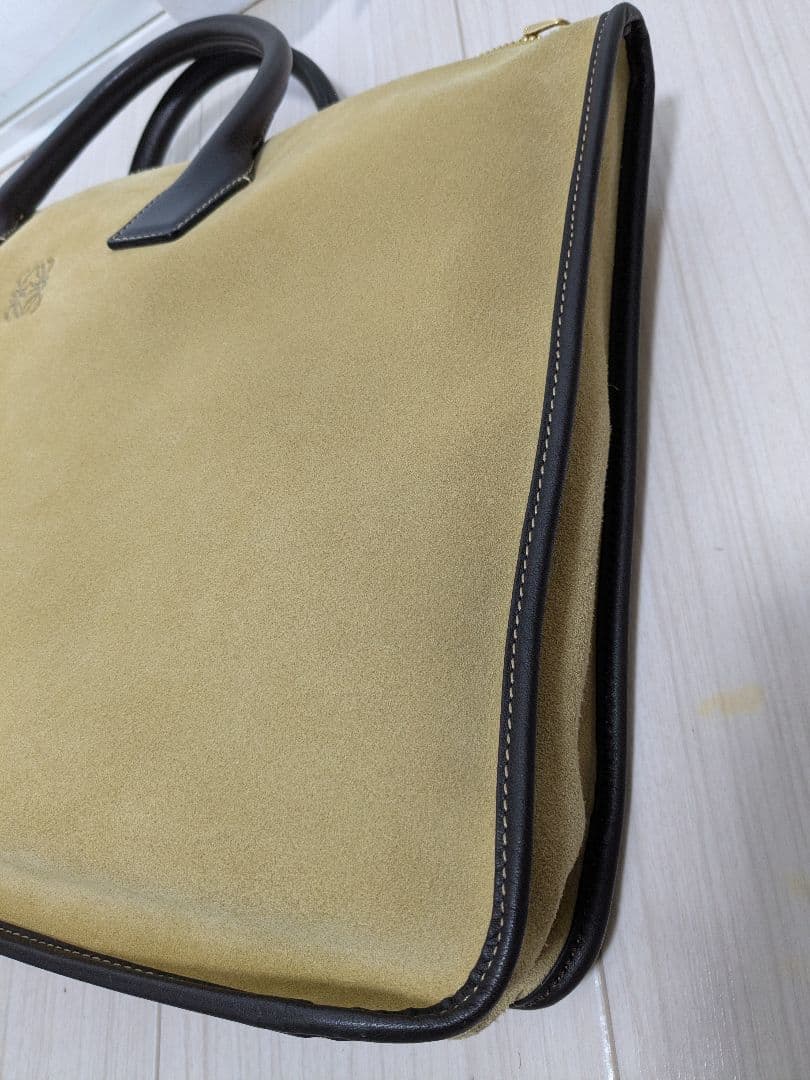 【美品】LOEWE ロエベ ビジネスバッグ アナグラム スエード ベージュ A4