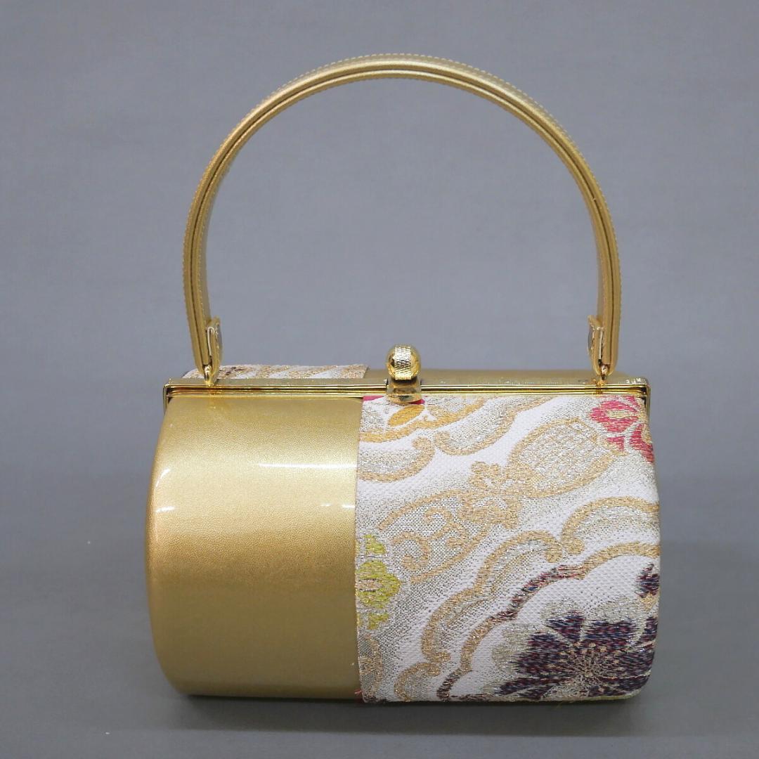 おはるM24-3 新品 振袖用 草履 バッグ セット ゴールド系 桜柄 ②