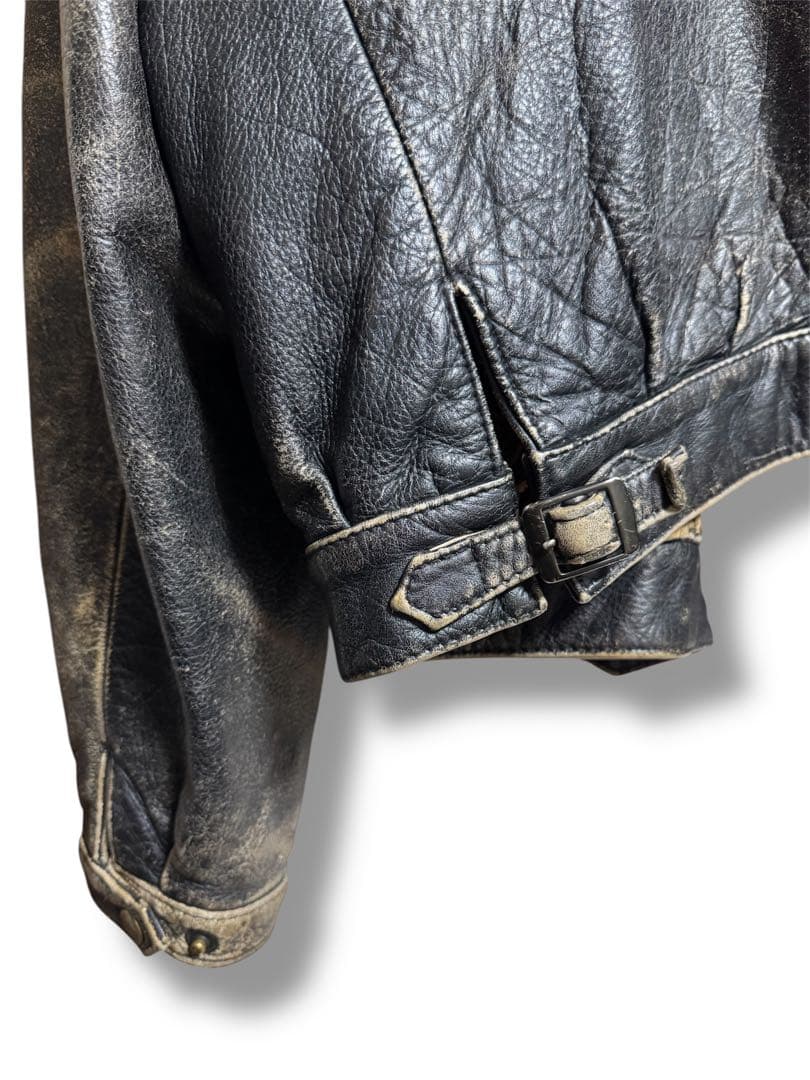 TRAPPER ヴィンテージ レザージャケット ライダースジャケット 黒 L