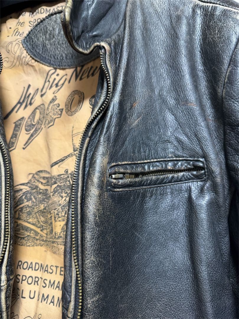 TRAPPER ヴィンテージ レザージャケット ライダースジャケット 黒 L