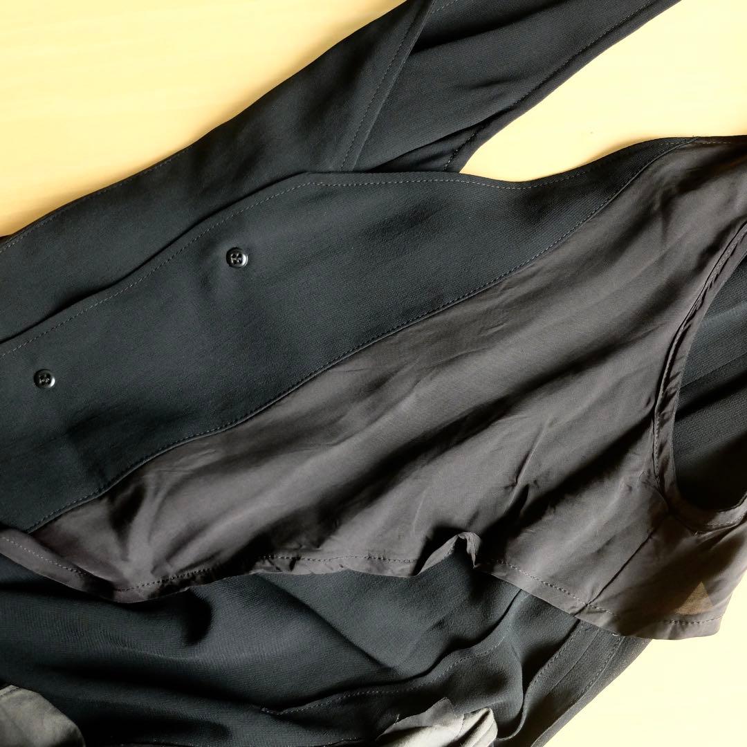ワイズ Y'sヨウジ ヤマモト 前ボタン ロングワンピース ジレ 黒