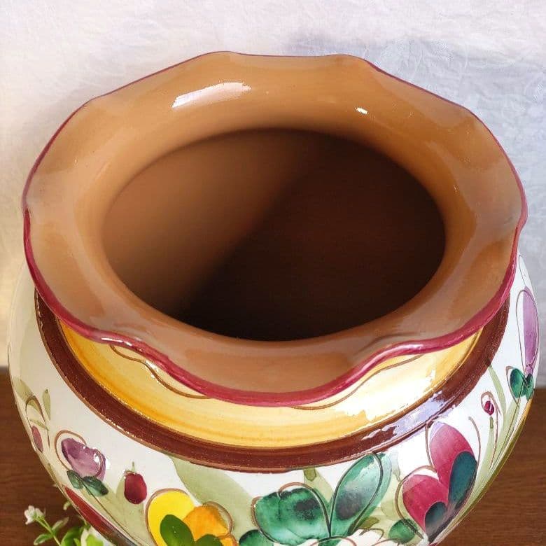 イタリア製　マヨリカ焼き　傘立て　大型花瓶　壺　インテリア　オブジェ　未使用美品