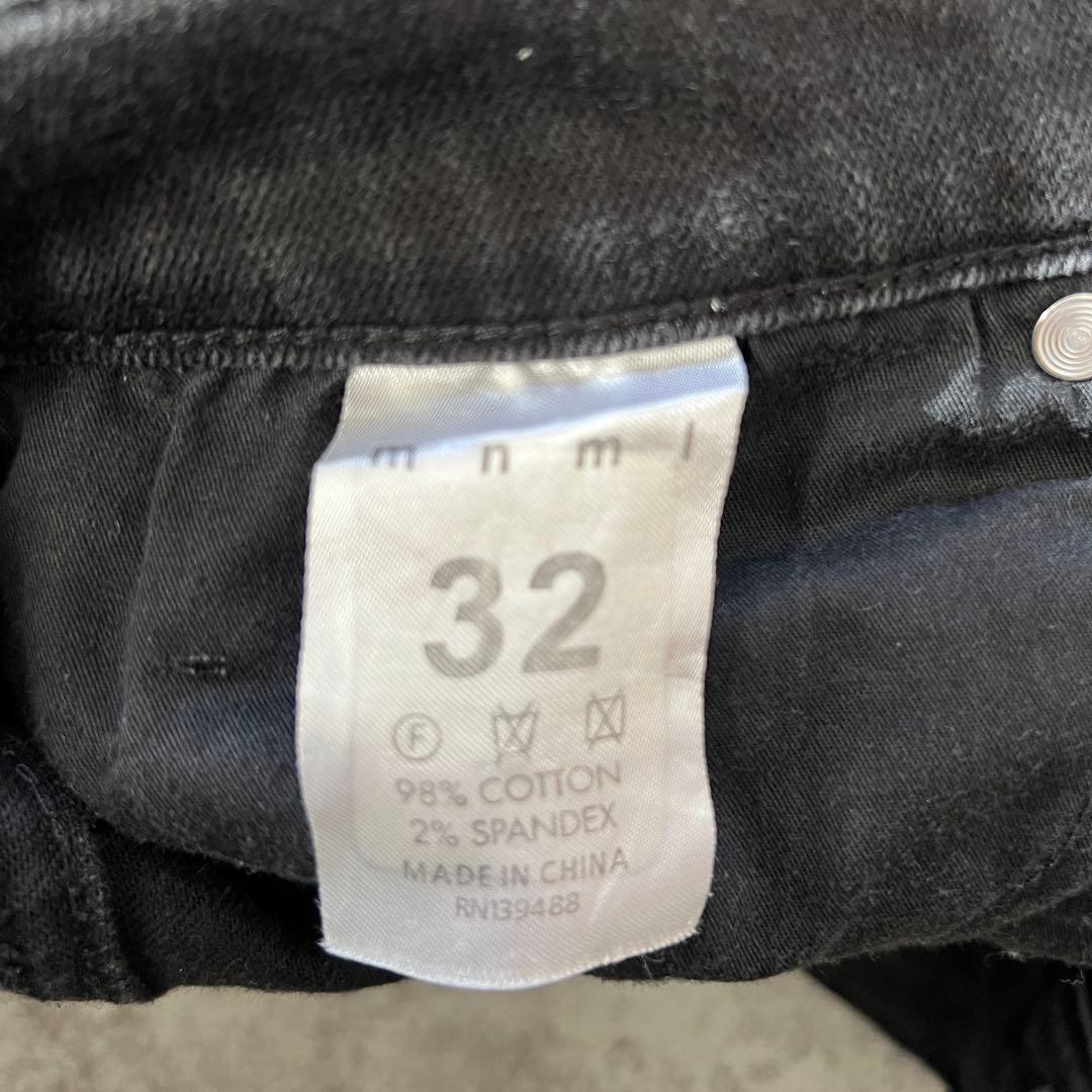 美品【mnml】（32）スキニーデニム ブラック ダメージ加工 RN139488