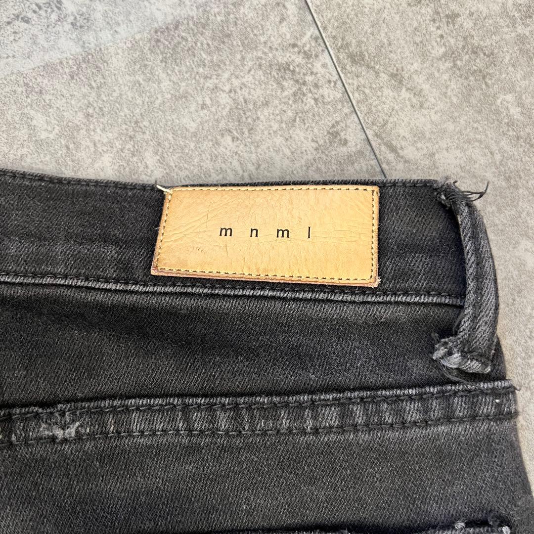 美品【mnml】（32）スキニーデニム ブラック ダメージ加工 RN139488