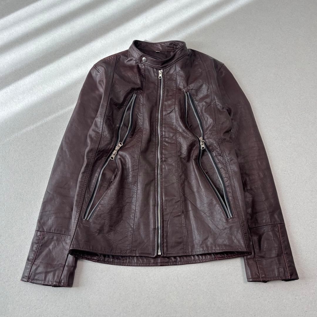 00s Y2K gimmick leather jacket 八の字 本革