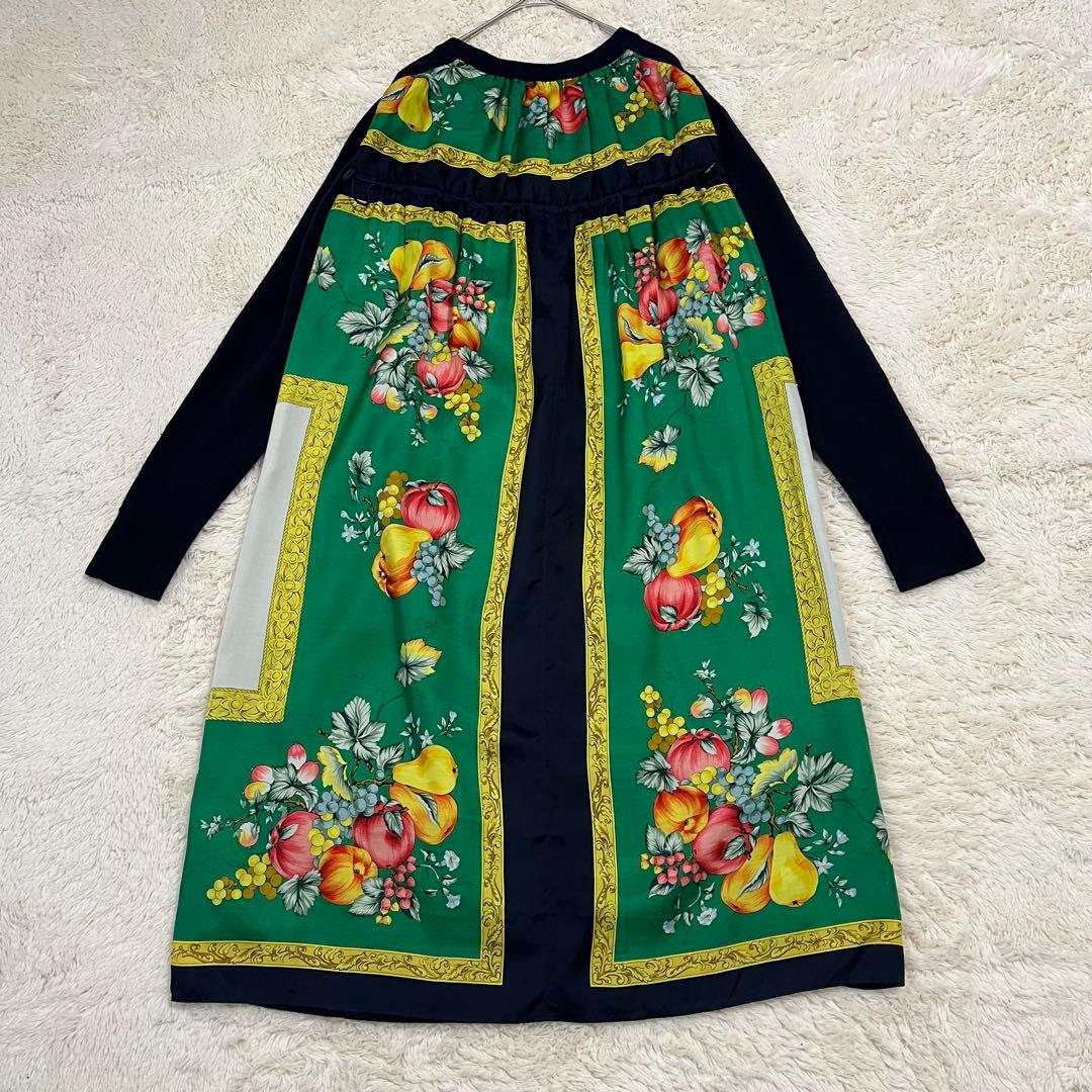 MUVEIL ニットワンピース 切り替えワンピース 後ろ可愛い♡ネイビー 38