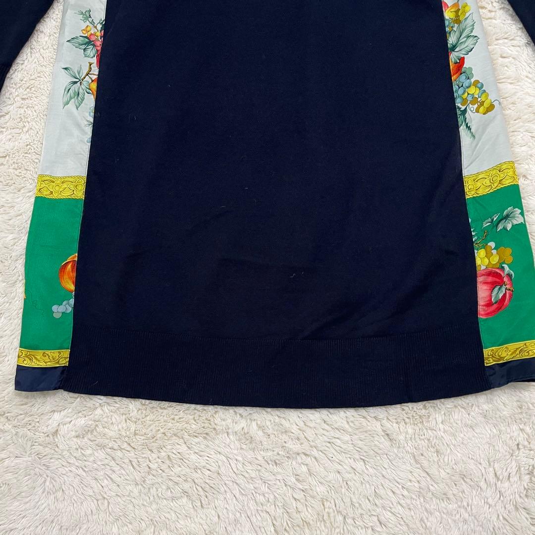 MUVEIL ニットワンピース 切り替えワンピース 後ろ可愛い♡ネイビー 38