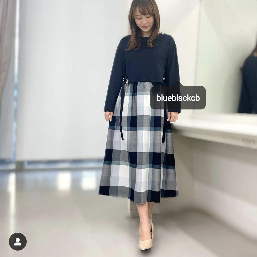 ブルーレーベル クレストブリッジ ストレッチポンチワンピース ネイビー 38