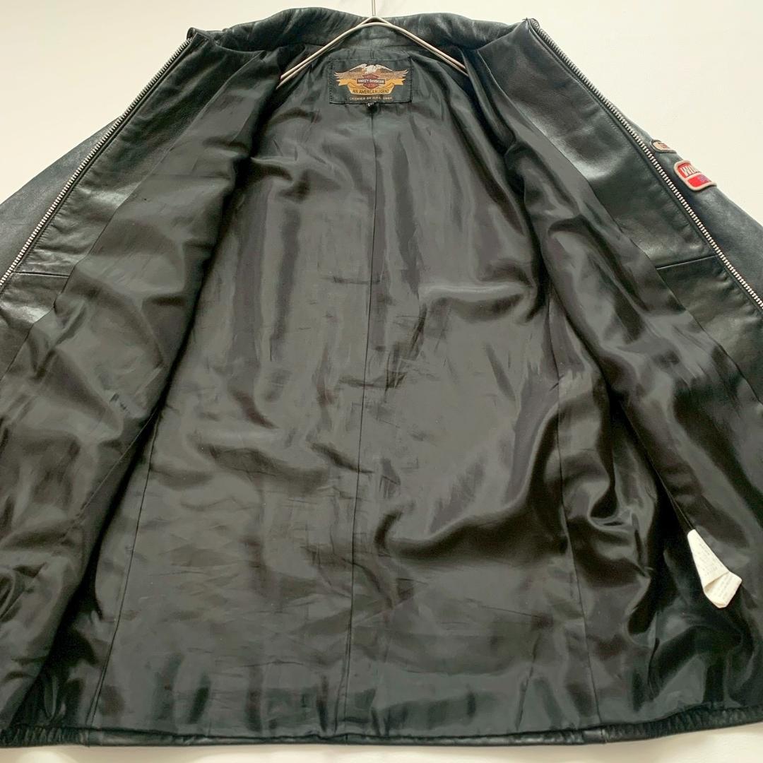 【希少】ハーレーダビッドソン L 馬革 レザージャケット ワッペン付き ブラック