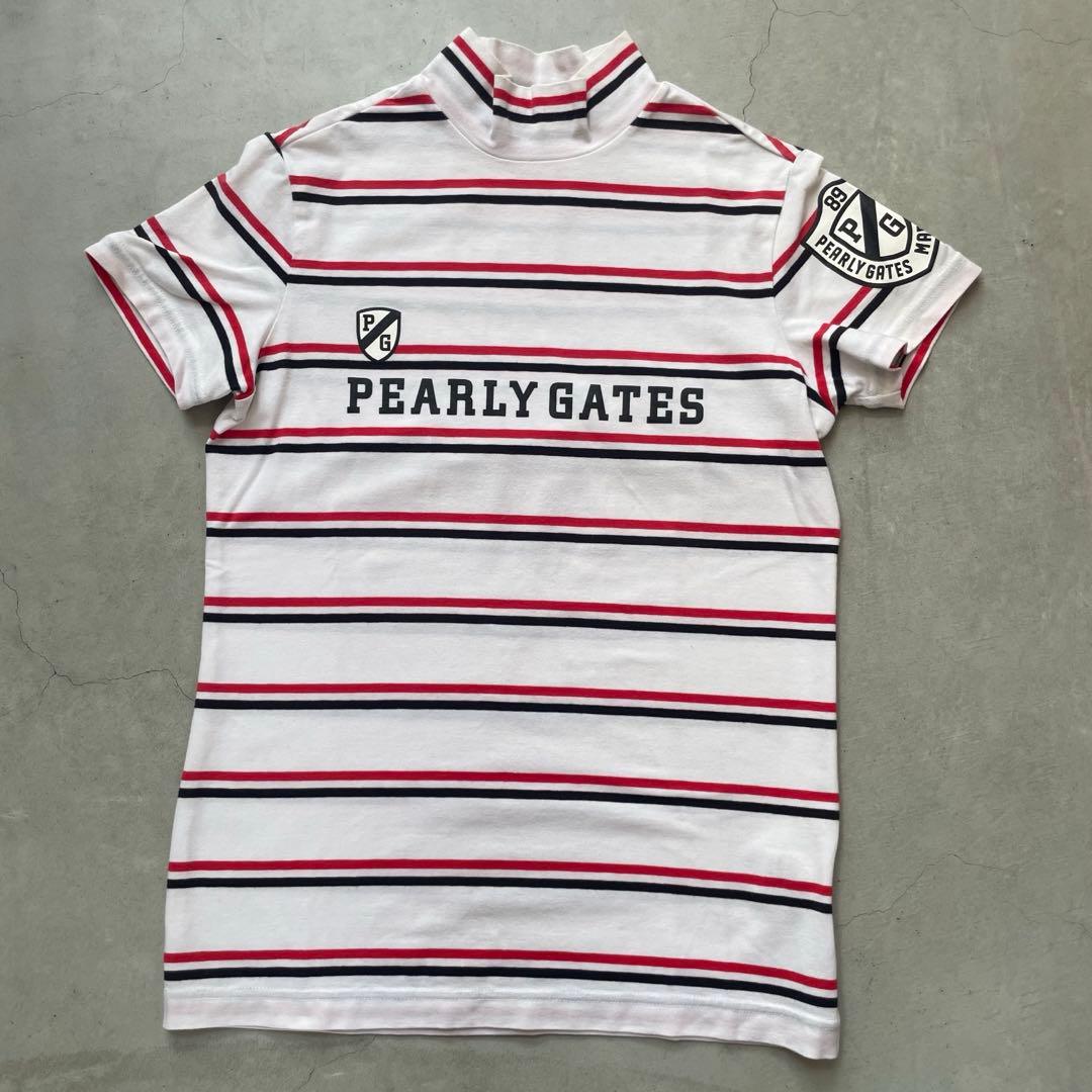 PEARLEY GATES パーリーゲイツ　ボーダーモックネック半袖シャツ