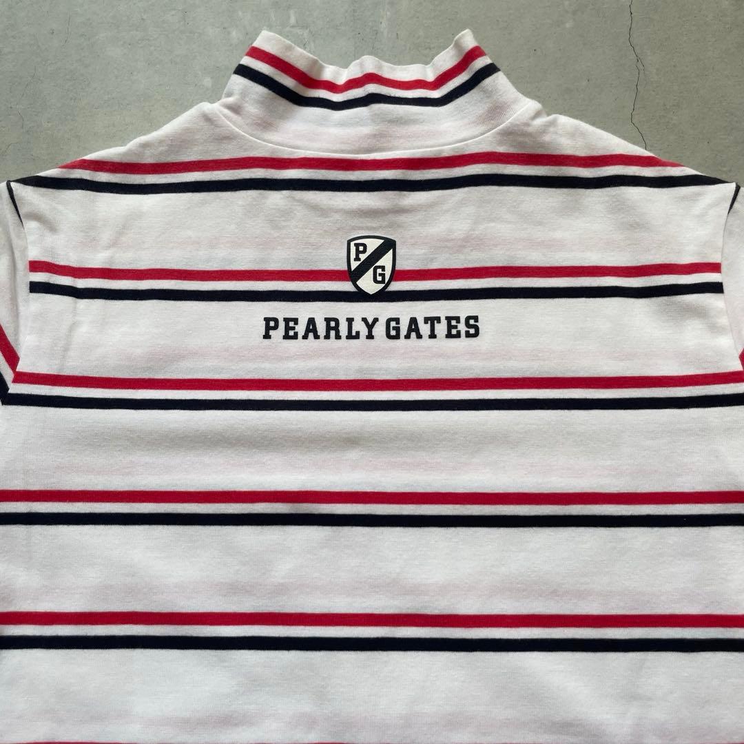 PEARLEY GATES パーリーゲイツ　ボーダーモックネック半袖シャツ