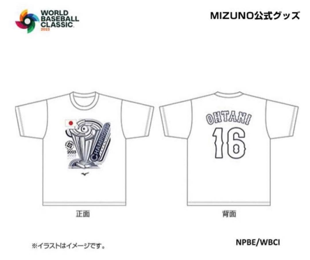 新品未使用 ミズノ WBC 大谷翔平 優勝 記念背番号 Tシャツ サイズL