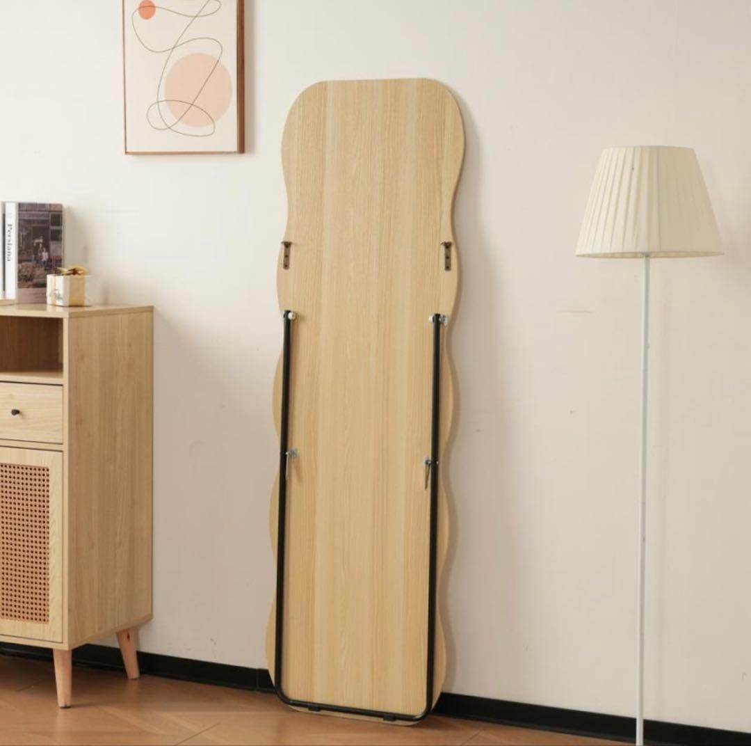 ナチュラル 波型スタンドミラー 160cm