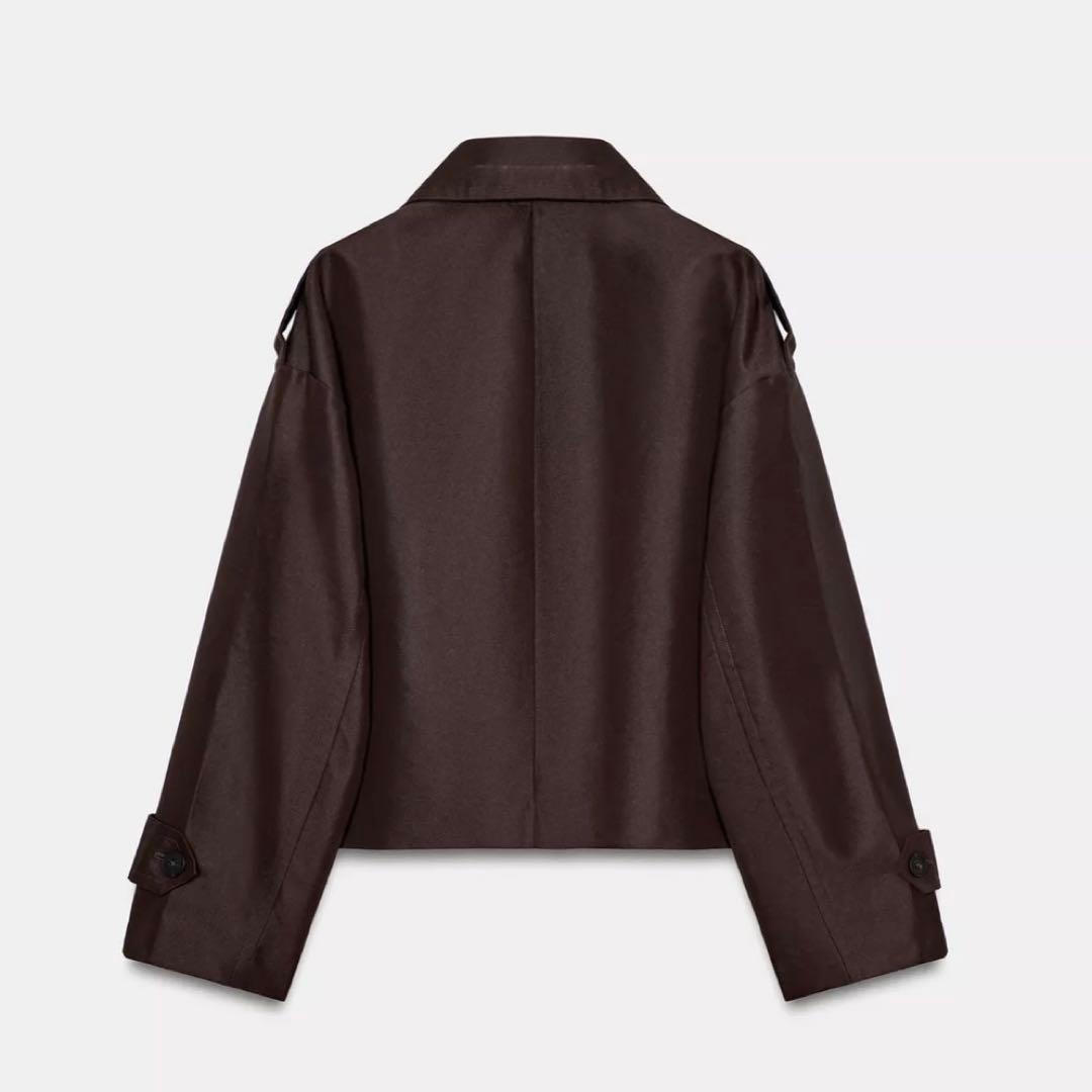 【新品同様】ZARA 今期購入 ショートダブルブレストトレンチコート ブラウン